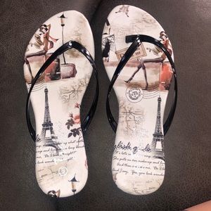 Paris themed flip flops